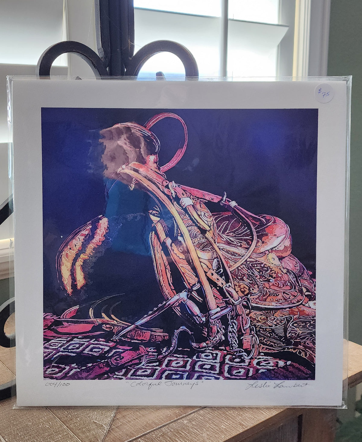 Colorful Journeys | Limited Edition Western Saddle Fine Art Print – 12×12"